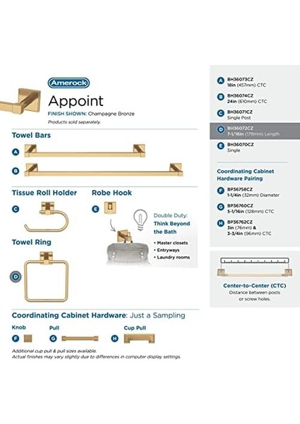 | Havlu Halkası | 7-9/16 Inç (192 Mm) | Şampanya Bronz | Atama | Havlu Tutucu | Banyo Donanımı | Banyo-Aksesuarları