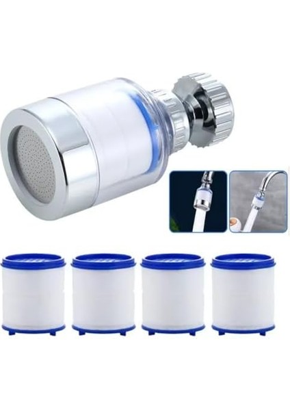 360° Döner Su Tasarruf Başlığı, Kireç Önleyici, Tazyikli Akış, Uyumlu Musluk Aparatı, Filtreli Musluk Başlığı, Pas, Tortu, Kireç Önleyici, Musluk Başlığı Seti, 5 Adet Filtreli, fiyatları