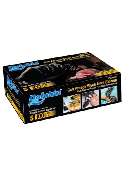 Çok Amaçlı Siyah Nitril Eldiven - Gıda Teması Uygun - Pudrasız