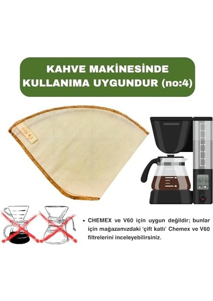 (5 Adet) Yıkanabilir, Kumaş Kahve Filtresi (No:4) AĞARTILMAMIŞ%100 Ham Pamuk, Organik, Ekolojik Filtre No:4 (No:4.5) modelleri