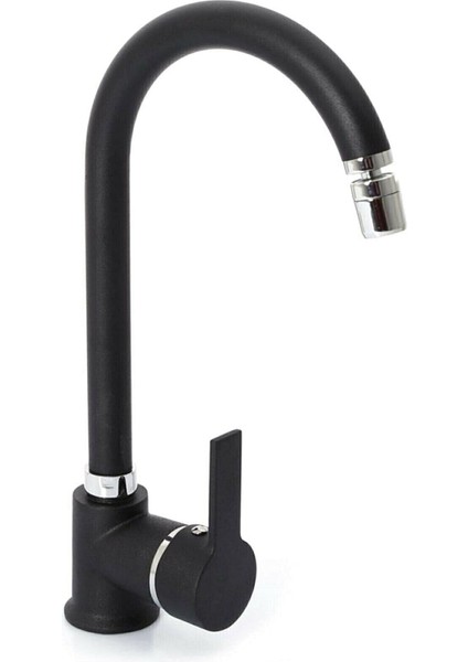 Hms Siyah T-Max Pirinç 360° Oynar Başlıklı Mutfak Evye Bataryası