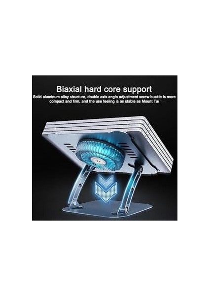 Dizüstü Bilgisayar Standı, Ayarlanabilir Yükseklik, Soğutucu Fanlı, Alüminyum, Gümüş