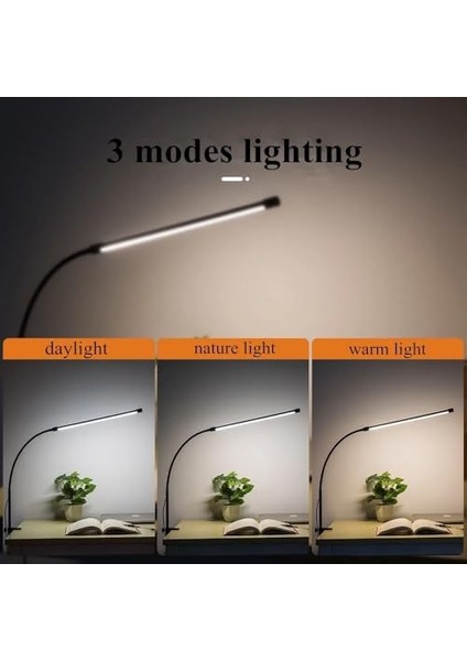 LED Masa Lambası – 12W USB Güç Girişli, Esnek Kol, Klipsli Tasarım, 3 Renk Sıcaklığı (2800K/4200K/6000K), Kısılabilir Dimmer Anahtarlı | Siyah 55 fiyatları