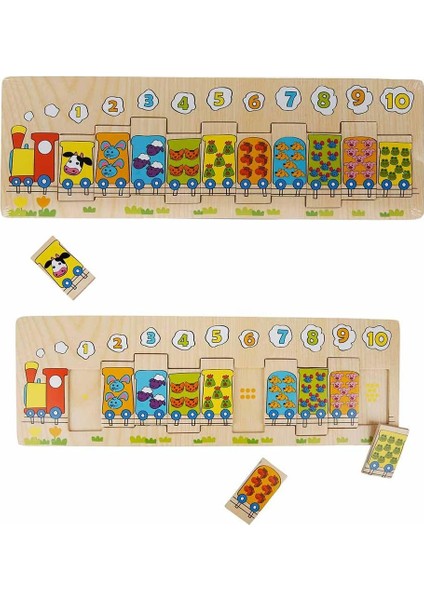 Tahta Puzzle 11 Parça Numaralı Trenler