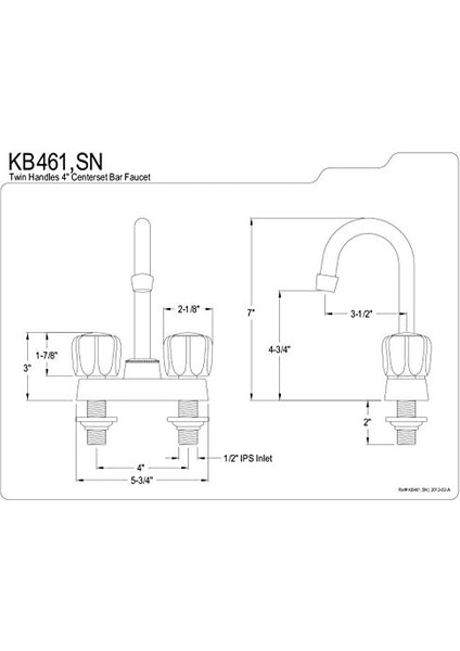 KB461 Americana Bar Musluk, 3-1/2-Inç, Parlak Krom