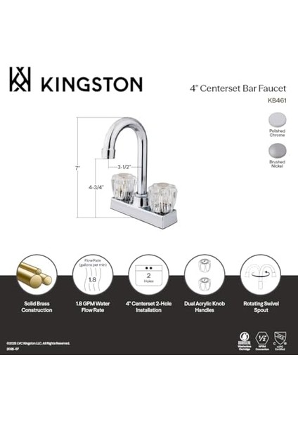 KB461 Americana Bar Musluk, 3-1/2-Inç, Parlak Krom fiyatları