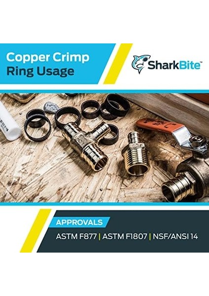 1-1/4 Inç Bakır Sıkma Halkaları, 50&apos;li Paket, Pex Boru, Pe-Rt, 24676