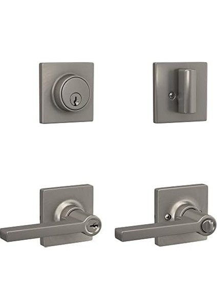 Scout Kare Anahtarlı Giriş Kapı Kolu ve Tek Silindir Sürgü ile Düz Kol, Nikel Kaplama fiyatları