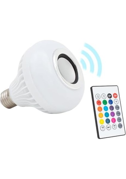 Bluetooth Hoparlör Özellikli Lamba, Müzik Çalar Işık, Kumandalı 16 Farklı Renk Rgb Işıklı E27 LED Ampul