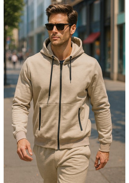 Erkek Kapüşonlu Tek Üst Ceket REU-25723 Bej fırsatları