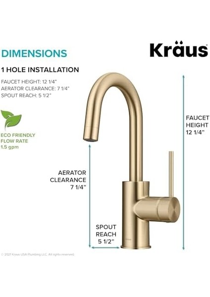 Oletto Tek Saplı Mutfak Bar Musluğu Quickdock Üst Montaj Montaj Montajı Spot Içermez Antika Şampanya Bronz, KPF-2600SFACB