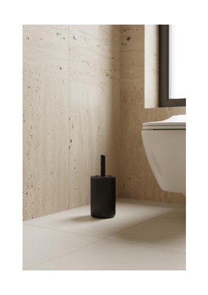 Serisi Siyah Akrilik Tuvalet Fırçası – Silindir Standlı, 34CM, Kolay Temizlik - 3371