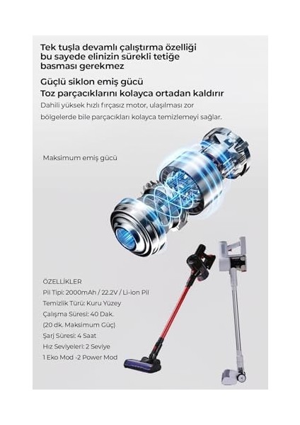 Hıking Serisi Şarjlı Dikey Süpürge Beyaz modelleri