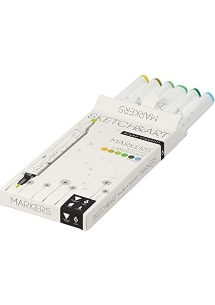 "sketch & Art" Çift Taraflı Markers 6 Renk (Peyzaj)