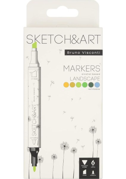 "sketch & Art" Çift Taraflı Markers 6 Renk (Peyzaj) fiyatları