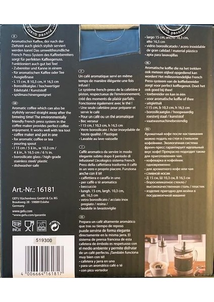 Gefu GF16181 Diego Kahve Makinesi 600 Ml, Paslanmaz Çelik fiyatları