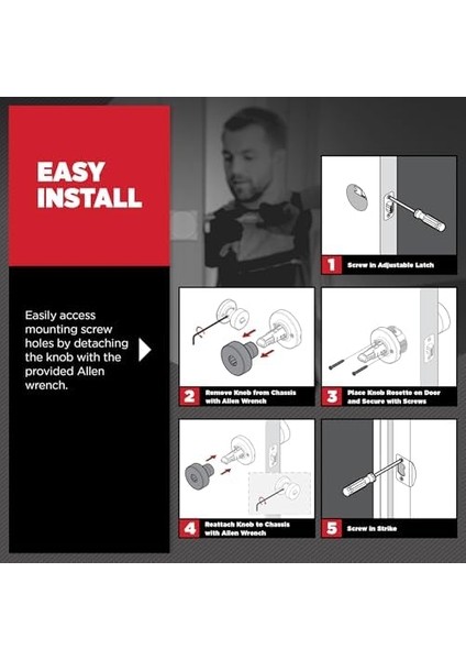 740 Psk Rdt 15S Pismo Anahtarlı Giriş Kapısı Topuzu, Akıllı Anahtar Güvenliği, Nikel, Yuvarlak