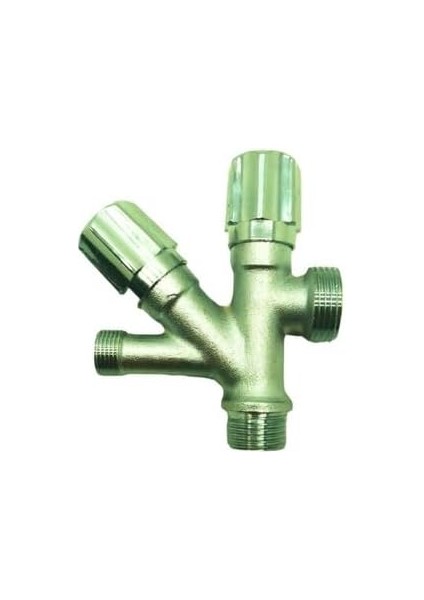Dual Başlı Çamaşır Musluğu, Çift Çıkışlı, Metal Su Tesisatı Bağlantı Parçası