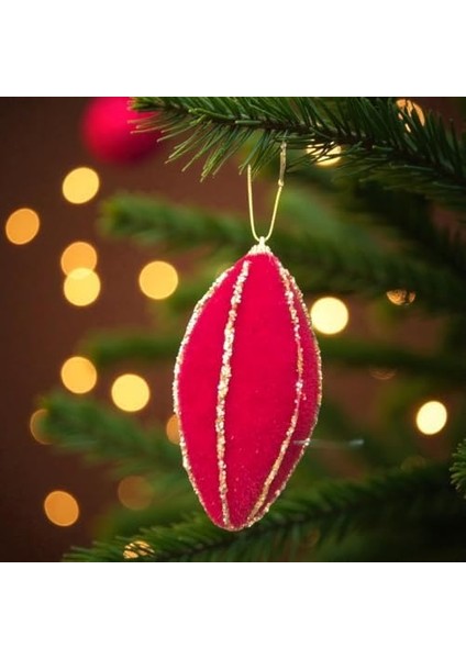 Yılbaşı Damla Süs 12CM Kadife Sim Şeritli 3lü AST7205 modelleri