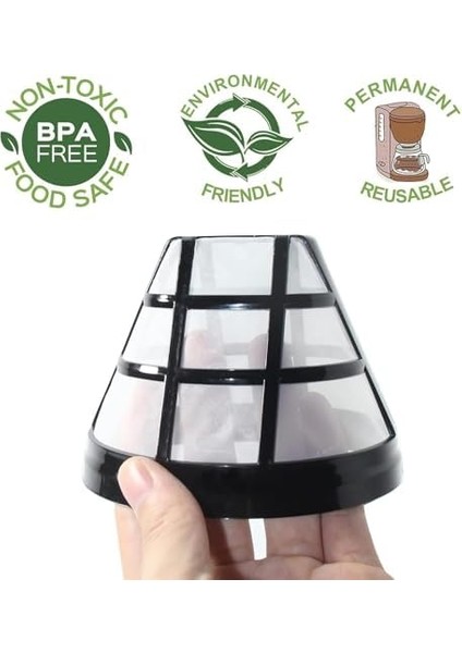 Tekrar Kullanılabilir Kahve Filtreleri, Premium Nylon Malzeme, 2 Adet, Kolay Temizlenebilir, Çevre Dostu, Tüm Standart Kahve Makineleri Ile Uyumlu