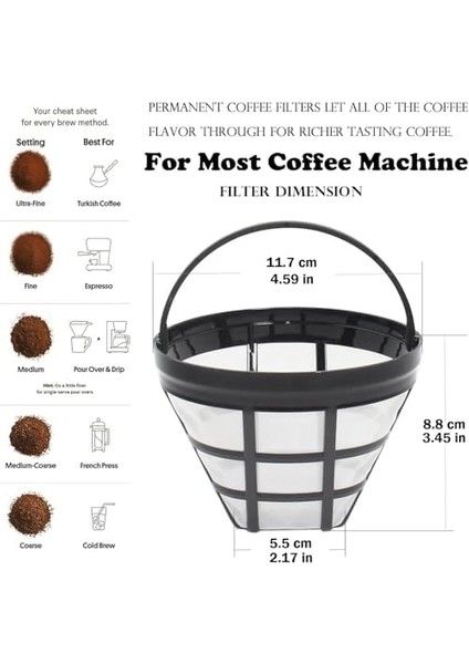 Tekrar Kullanılabilir Kahve Filtreleri, Premium Nylon Malzeme, 2 Adet, Kolay Temizlenebilir, Çevre Dostu, Tüm Standart Kahve Makineleri Ile Uyumlu fiyatları