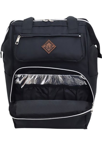 Termal Bölmeli Siyah Anne Bebek Sırt Çantası Geniş Hacimli Bebek Bakım Çantası Bebek Arabası Uyumlu modelleri