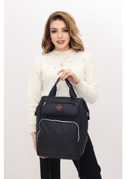 Termal Bölmeli Siyah Anne Bebek Sırt Çantası Geniş Hacimli Bebek Bakım Çantası Bebek Arabası Uyumlu fırsatları