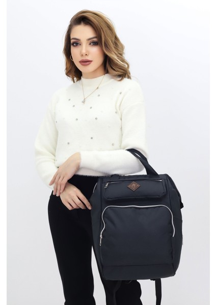 Termal Bölmeli Siyah Anne Bebek Sırt Çantası Geniş Hacimli Bebek Bakım Çantası Bebek Arabası Uyumlu indirimleri