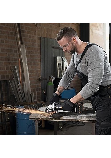 WX813 20VOLT 4.0AH. Li-Ion Tek Akülü 115MM Kömürsüz Profesyonel Şarjlı Avuç Taşlama