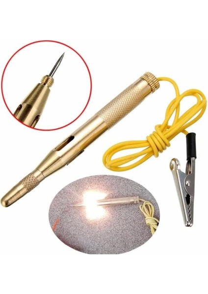 7747 12V Araç Oto Araba Kontrol Test Kalemi Timsah Ağızlı Oto Elektrik Kontrol Kalemi, Metal Gövdeli, 6/24V fiyatları