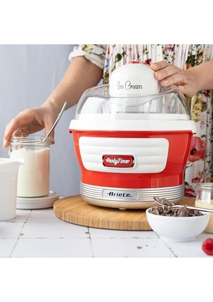 Ariete Party Time Dondurma Yapma Makinesi Kırmızı 0643/00 - Ice Cream Maker, 30 Dakikada Dondurma Hazırlama,1,5 Litre Kapasite, 12 Watt fiyatları