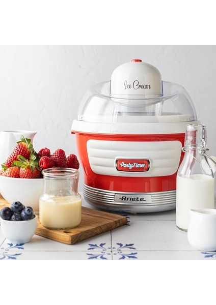 Ariete Party Time Dondurma Yapma Makinesi Kırmızı 0643/00 - Ice Cream Maker, 30 Dakikada Dondurma Hazırlama,1,5 Litre Kapasite, 12 Watt modelleri