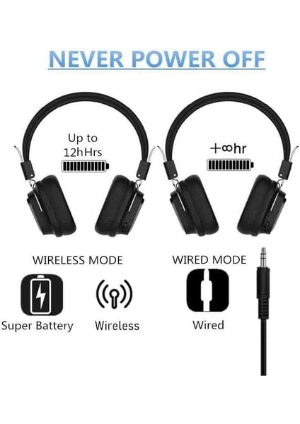 Coverzone Mikrofonlu Bluetooth 5.0 Kablosuz Kulak Üstü Kulaklık Gürültü Engelleme Özelliği Sporda Doğada Evde Rahat Kullanım Siyah Renk F1003