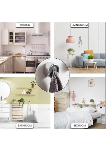 2 Adet, Hafif, Lüks Vakumlu Kancalar, Güçlü Yük Taşıma Kapasiteli, Deliksiz Yapışkanlı Kancalar (Banyo ve Tuvalet Için), Vidalama Gerektirmez, Kendinden Yapışkanlı
