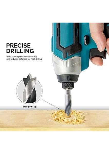 11401A 6 Parçalı Brad Point Matkap Seti, Ahşap Için Kısa Matkap Seti, 6,35 mm Hızlı Değiştirme Altıgen Şaft, Hss 4241 Hızlı Değişim Mandreni ve Tahrikler Için Yüksek Hızlı Çelik, Matkap Tutucu fiyatları