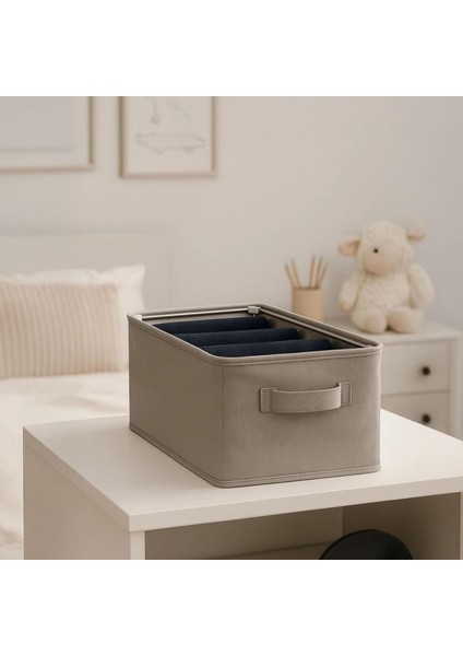 Raf Düzenleyici, Katlanabilir Kıyafet Organizeri, Çelik Destekli Kumaş Çok Amaçlı Saklama Kutusu, Dolap Içi Çekmece Düzenleyici, Gri (45X25X20CM) fiyatları