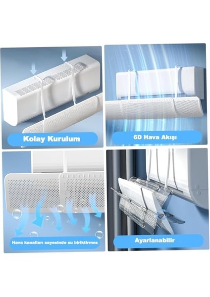 Delikli Ayarlanabilir Klima Hava Yönlendirici Aparatı ve Siperliği - 56-92 cm Ayarlanabilir Split Klima Aparatı modelleri