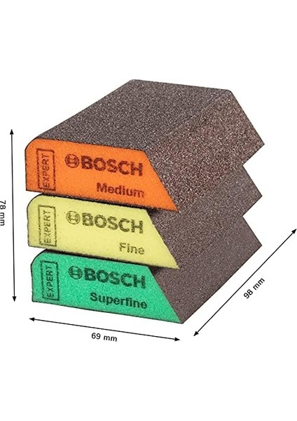 3 x Expert S470 Kombi Zımpara Süngerleri (Ahşap Üzerine Boya Için, Yumuşak Ahşap, Ø 69 x 97 x 26 Mm, Orta/ince/süper Ince, Profesyonel Aksesuar El Zımparalama) fiyatları
