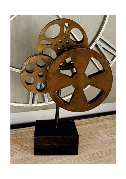 Deco 79 Metal Film Makaraları Heykel, 11" x 5" x 16", Kahverengi