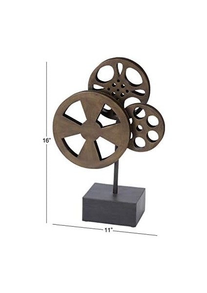 Deco 79 Metal Film Makaraları Heykel, 11" x 5" x 16", Kahverengi fiyatları