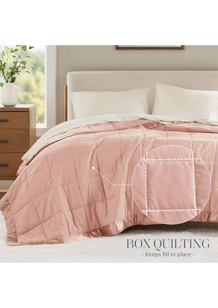 Hafif Mikrofiber Battaniye, Lüks Dikiş, Saten Bağlama, Vurgulu, 3m Scotchguard Kılıf, Kir Tutmaz, Hipoalerjenik, Tüm Mevsimler Için, Standart Beden, Tam/kraliçe Windom Blush fiyatları