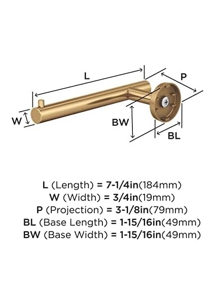 BH26540CZ | Şampanya Bronz Tek Direkli Tuvalet Kağıdı Tutacağı | 7-1/4 Inç. (184 Mm) Uzunluk Tuvalet Kağıdı Tutacağı | Arrondi | Banyo Dokusu Tutacağı | Banyo Donanımı | Banyo Aksesuarları