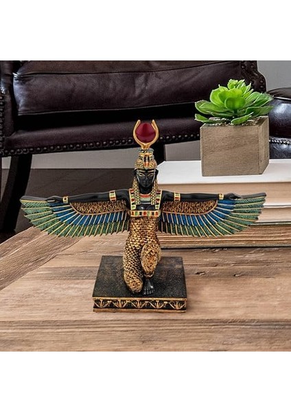 Isis, Güzellik Tanrıçası Mısır Dekoratif Heykel, Poliresin, Tam Renkli, 23 cm