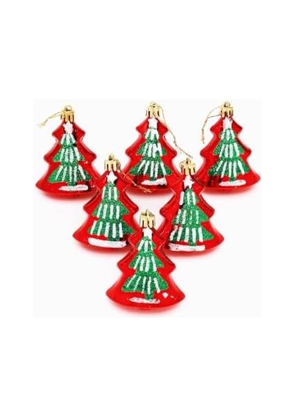 Yılbaşı Çam Ağacı Şeklinde Süs Seti – 6 Adet modelleri