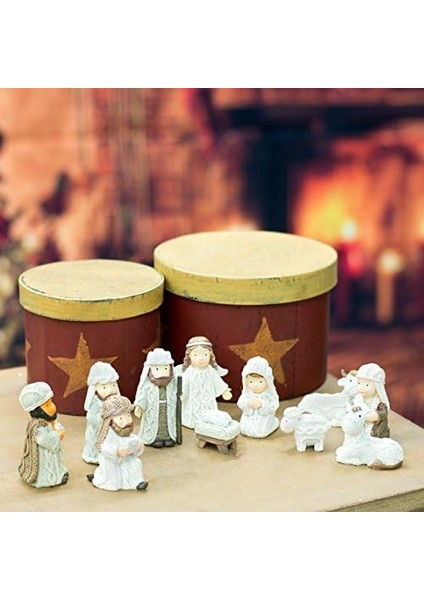 Transpac, Inc. Kablo Örgü Dokulu Kutsal Aile, 3 Kral ve Melek Reçine Doğum Heykelcik 11&apos;li Set modelleri