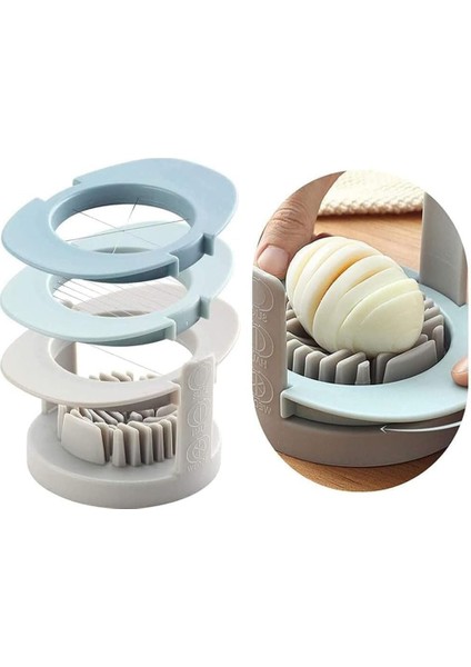 Yumurta Dilimleyici, 3&apos;ü 1 Arada Çok Amaçlı Kesme Aleti, Paslanmaz Çelik Telli Yumurta Kesici, Yumurta, Salata, Çilek, Mantar ve Muz Dilimleme Için