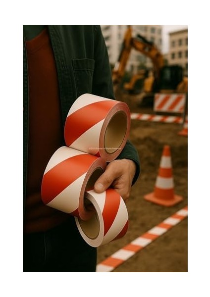 Ikaz Bandı, Güvenlik Uyarı Bandı, Plastik, Şeritli Bariyer Bant, Inşaat, Iş Alanı, Trafik, Tehlike Işareti, Ekonomik (6 cm x 130 M)