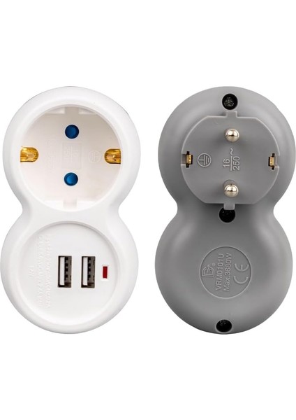 Monte Lua 2 Usb’li Çocuk Korumalı Tekli Priz, 16AH 3680W, LED Göstergeli, 5V Max 2.4A fiyatları