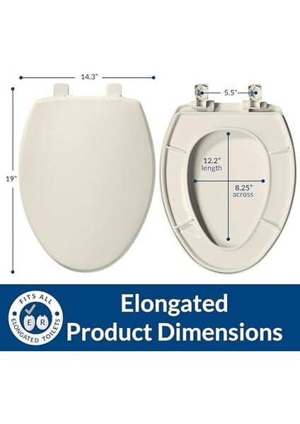 7300SLEC 346 Klozet Kapağı Yavaş Kapanır ve Kolay Temizlenir, Bisküvi/keten Için 1 Paket Uzatılmış