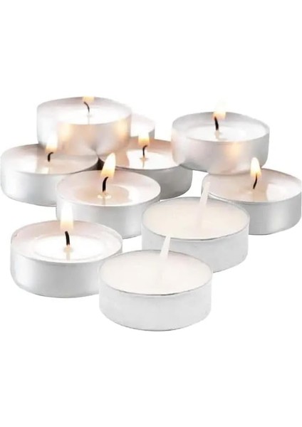 Tealight Mum Seti, Para Mum, Çaydanlık Mumu, Dekorasyon ve Özel Günler Için Fondü Kokulu, Zarif ve Uzun Yanma Süreli Mumlar (32 Adet, Beyaz)